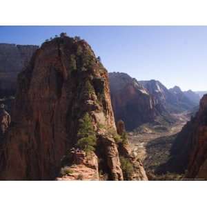 Picnickers Eat on a Narrow Ledge Over the Valley, Zion National Park 