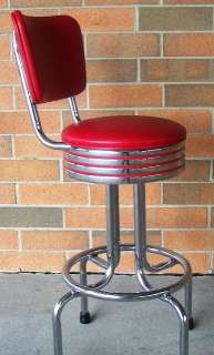 Vitro Seating 50s Style DINER STOOL Red/Chrome Pub Chair Bar Barstool 