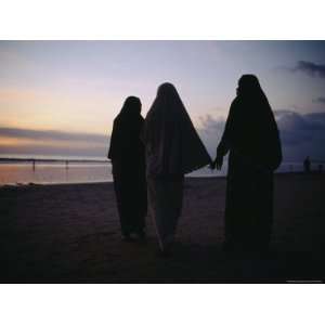  Muslim Tourists, Young Girls from Java, Walk Along the 
