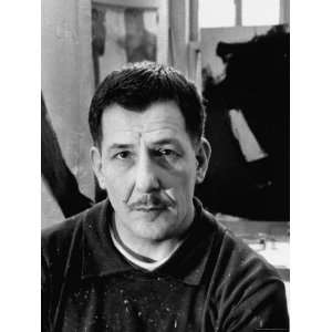  Abstract Expressionist Painter Franz Kline in Studio with 