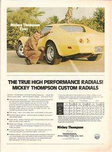 1974 74 CORVETTE MICKEY THOMPSON TIRES VINTAGE AD  