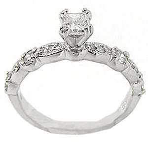  Antique Diamond Engagement Ring With 3/8ct Princess Cut 