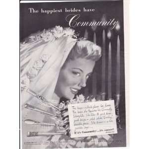  Silverplate Oneida Ltd Bride Portrait 1949 Ad Original Vintage 