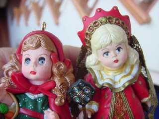   Alexander DOLLS CHRISTMAS Tree ORNAMENTS 4 Red Riding hood & queen