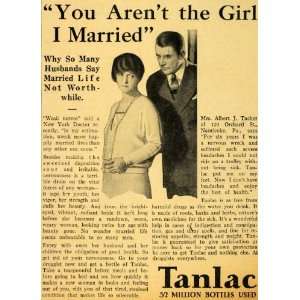 1929 Ad Tanlac Nervous Cure Fail Marriage Albert Tucker   Original 