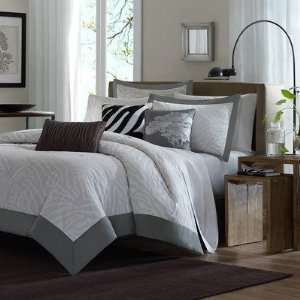    Sasha 6 Piece Jacquard Duvet Set in Gray Size King