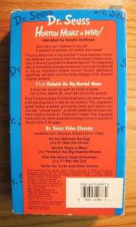 Dr. Seuss HORTON HEARS A WHO VHS Video  