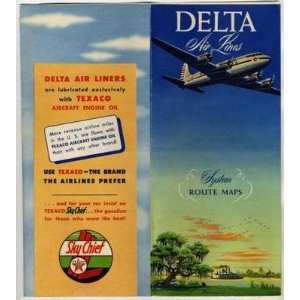  Delta Air Lines System Route Maps 1950 Texaco Everything 