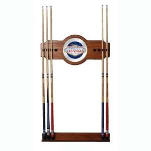 Las Vegas 2 piece Wood and Mirror Wall Cue Rack   Game Room Products 