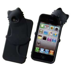  Black Cute Lovely 3D Cat Silicone Case Back Cover for Apple 