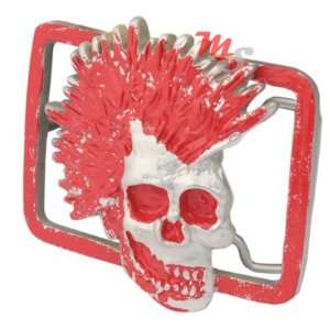  RED Punk Rocker Skull Belt Buckle grunge look NEW 1.5 