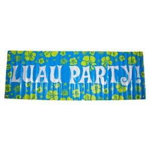  Luau Party Giant Party Banner. 60 in X 20 in, Blue Floral 