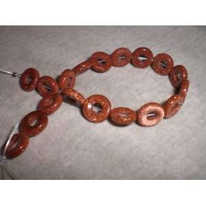  10mm Brown Goldstone Looped Donut 7 Strand Beads (3 pack 