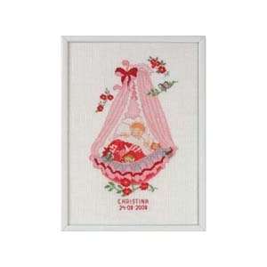  Baby Girl In Cradle Counted Cross Stitch Kit Arts, Crafts 