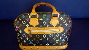 authentic louis vuitton black multicolor alma handbag  