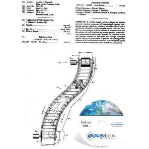  NEW Patent CD for VARIABLE SPEED CONVEYOR 