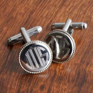  Wedding Favors Personalized Silver Round Beaded Cufflinks 