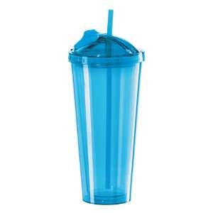   Walled Tumbler with Slide Open Straw, 20 Ounce, Aqua