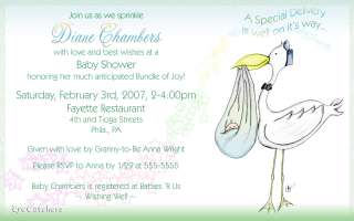 Personalized Stork Delivery Baby Shower Invitations  