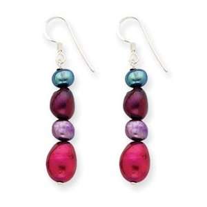   Silver Purple & Grey Cultured Pearl Earrings   QE5498 Jewelry