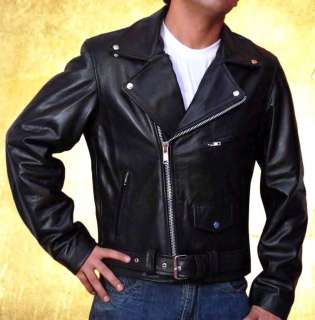Arnold Terminator Heavy Cowhide Black Motorcycle Jacket  