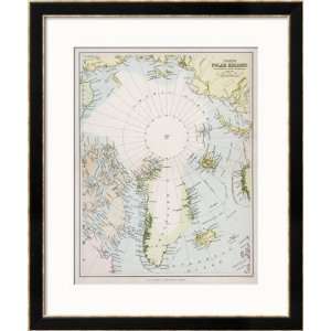 Map of the Arctic Circle with Details of Explorations Framed Giclee 