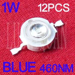 12pcs 1W Blue HIGH POWER LED 30LM lamp lights DIY 460nm  