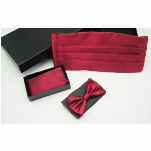 Lrzyou® Mens Bowtie Cummerbund And Self Tie And Handkerchief Set 