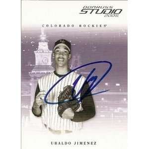  Ubaldo Jimenez Signed Rockies 2005 Donruss Studio Card 