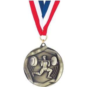   Medals   2 1/4 inches Sculptured Die Cast Medal WEIGHTLIFTING Toys
