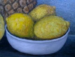 FRENCH OIL PAINTING TROMPE LOEIL TROPICAL FRUITS  