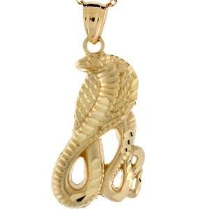  14k Real Gold Cobra Snake Serpent Charm Pendant Jewelry
