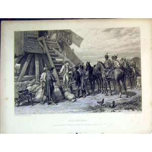  War Army Scene Requisitioned House Men Dogs Steps