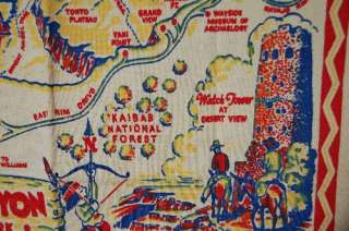 Vibrant GRAND CANYON Vintage Souvenir Tablecloth  