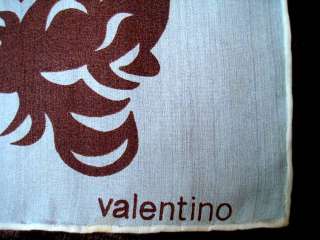 Vintage Silk Scarf Brown/Cream Print Valentino 1970’S  