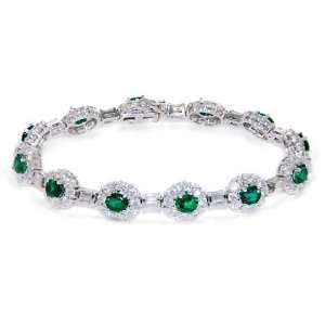  14k White Gold Diamond and Emerald Bracelet (GH,SI 