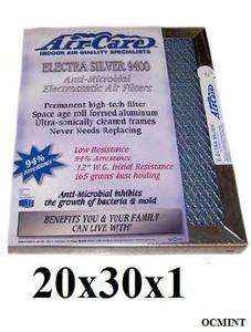 NEW 20x30x1 AIR CARE ELECTRA SILVER ANTI MICROBIAL ELECTROSTATIC AIR 