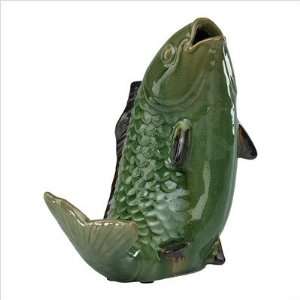  Ascending Koi Fish Figurine in Jade and Brown