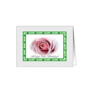 50th Birthday Shamrocks Rose Card
