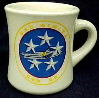   style mug with the logo for the USS Nimitz CVN 68 on the front