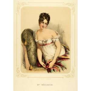  1857 Chromolithograph Juliette Recamier Portrait French 