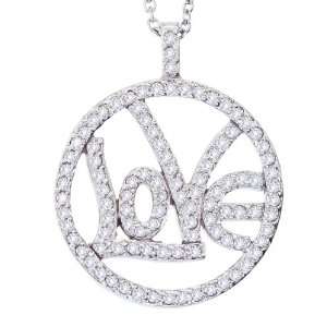   gold with glittering White diamonds LOVE pendant necklace Jewelry