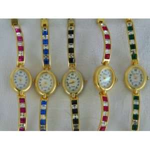  Lot of 5 Ladies Rhinestone Watches 