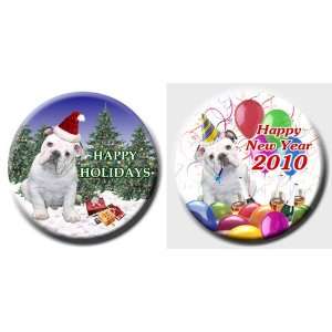 English Bulldog Holiday Badges Twin Pack No 3