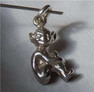 Vintage Silver CHARM from England ~ LUCKY PIXIE / BROWNIE CHARM ~ 3 D 