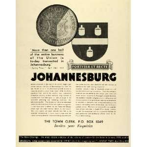  1939 Ad Town Clerk Business Travel Johannesburg South 