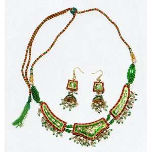  Looking Bridal Wedding Fashion Lakh Lac Jewelry Necklace & Earring 