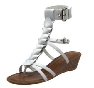 NEW MARCIANO GUESS JESSIKA LEATHER ANKLE WRAP SANDALS FLATS WHITE 7.5 