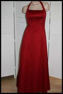MICHAELANGELO ~ Red Embroidered Halter DRESS GOWN ~Sz 8  
