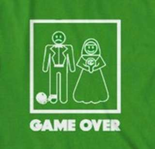 Game Over Funny Marriage T Shirt Mens Cotton   Green  
